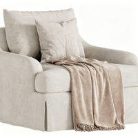 Canapé Chesterfield trois places rond RH moderne de luxe léger avec housse en lin durable et rembourrage en coton pour salon - Entrepôt