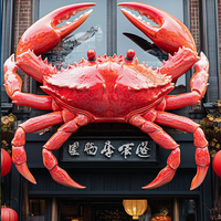 Décoration d'entrée de magasin de fruits de mer réaliste à grande échelle simulée avec des sculptures de crabe impérial en résine artisanale