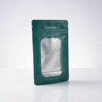 Sachet d'emballage en papier kraft bleu personnalisé refermable avec fenêtre, en plastique, pour chips, thé, épices, aliments, avec fermeture éclair en aluminium