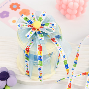 Cute Cartoon Ribbon Spool 2B33 Polyester Digital Printing Birthday Gift Decoration Bow Packaging - Product Image 3