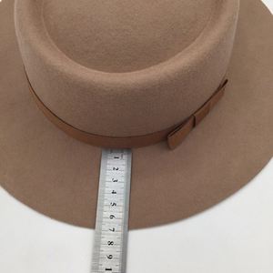 Stylish Autumn Winter Vintage Women 100% Wool Felt Boater <b>Hats</b> 2021 <b>Fedora</b> With Ribbon - Product Image 4