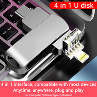 Memoria USB Metálica 4 en 1 en Oferta, Unidad Flash USB 2.0 Tipo C de 32 GB, 64 GB, 128 GB para iPhone y Android