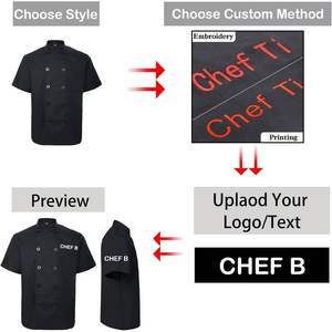 2025 veste de Chef à manches courtes personnalisée uniforme en toile personnalisé avec nom et Logo pour le Service alimentaire pour Restaurant Hôtel Utilisation - Product Image 3