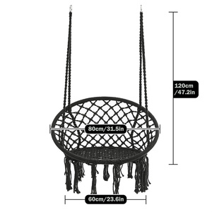 เก้าอี้แขวนแมคราเม่ ทำมือจากเชือกฝ้ายถัก สำหรับใช้ในบ้าน นอกบ้าน ระเบียง สวนหลังบ้าน - Product Image 6