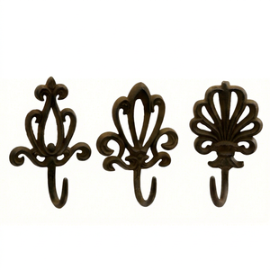 Antique Metal Wall <b>Hooks</b> Set Of 3 Flower Pattern Rust Resistant For Clothing Storage Vintage Design Home Decor - Product Image 1