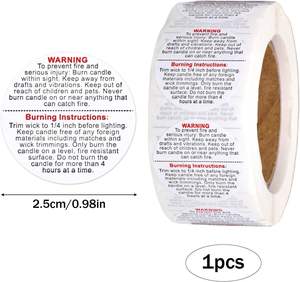 500枚のキャンドル警告ラベル、2.5cm/0.98インチのキャンドルジャー缶ワックスメルトステッカー安全ステッカーDIYキャンドル作成用アクセサリー - Product Image 3