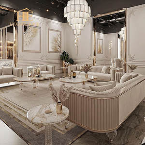 Luce italiana di Design di lusso di alta qualità gambe in acrilico tessuto di velluto 1 + <span class=keywords><strong>2</strong></span> + <span class=keywords><strong>3</strong></span> divano Set mobili per soggiorno - Product Image 6