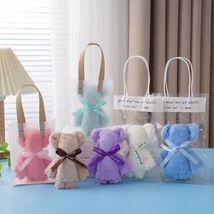 En Stock Logo Personnalisé Étiquette 30X30cm Coral Fleece Teddy Bear <span class=keywords><strong>Serviette</strong></span> pour Mariage Anniversaire & <span class=keywords><strong>Happy</strong></span> Shopping Cadeau avec Sac OPP - Product Image 1
