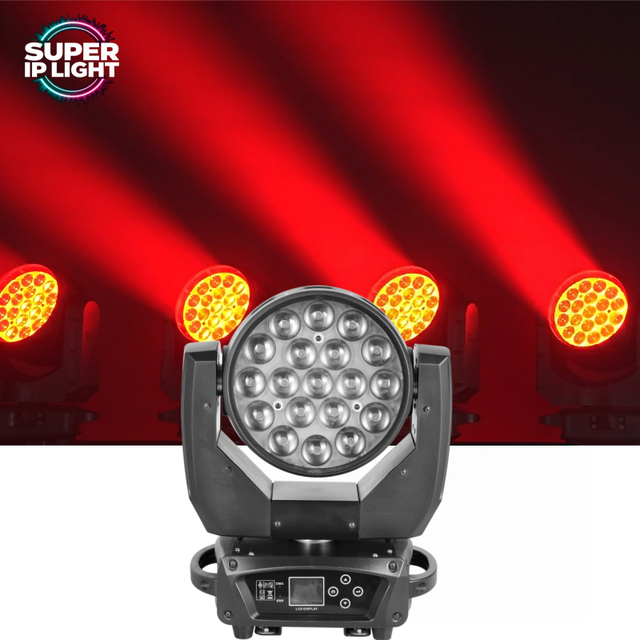 19*15 LED RGBW Zoom Moving Head Wash Light DMX512 Stage Effect Lamp for Nightclub Wedding Party
