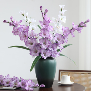<b>Artificial</b> Gladiolus Silk Flower <b>Bouquet</b> High Simulation Wedding Home Decoration Pink Vase Arrangement - Product Image 2