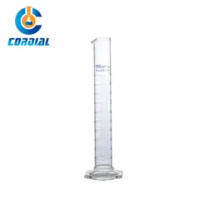 CORDIAL Lab Glassware Boro3.3 Cilindro graduado de medición de pared gruesa de vidrio con pico y probeta de Graduación