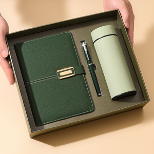 Новый деловой роскошный набор дневников A5, настраиваемый обновленный набор из искусственной кожи A5, подарочный набор для ноутбука с ручкой, термокружкой и USB - Product Image 1