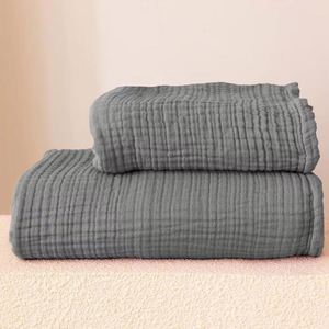 Towel Lab [Toucher Lisse] # Ensemble de 2 serviettes de bain et de cuisine pour adultes, couleur gris, fines, tissées, haute absorption d'eau, durables, 100% coton - Product Image 3