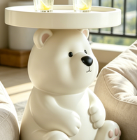 Table d'appoint en résine personnalisée BZY, sculpture d'ours polaire artisanale, décoration moderne pour la maison, meubles d'art, vente en gros B2B, OEM