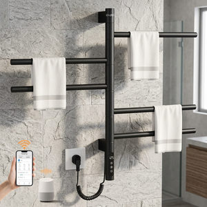 SIOYIE Scaldasalviette Elettrico Intelligente a Parete Girevole con Timer, Barre Orientabili a Basso Consumo Energetico in Acciaio al Carbonio Nero per Bagno - Product Image 2