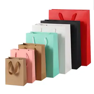 Sac en papier Design personnalisé, petit format, en carton noir, pour Shopping de luxe, avec votre propre Logo, vente en gros, unités