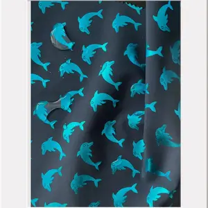 Polyester spandex 4 way stretch printing dolphin foil fabric for winter coats jackets