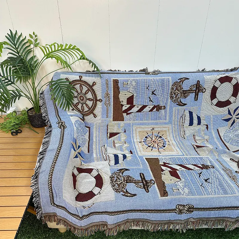 Home decoration Flower series custom jacquard blanket tapestry Camping picnic blanket