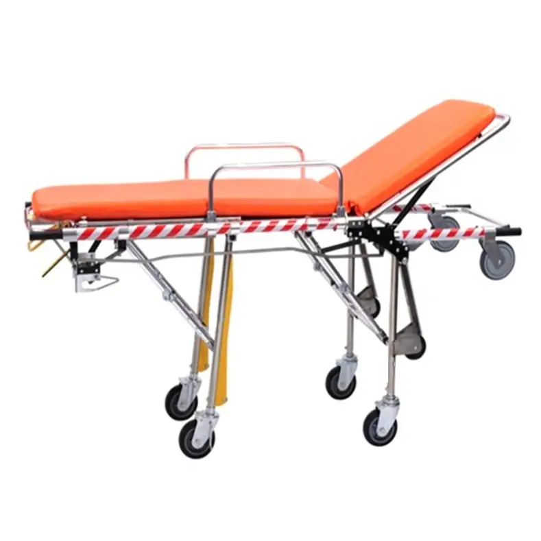 Ambulans yükleme kaza kurtarma ve güvenli hasta transferi için kolay hareketli paslanmaz çelik sedye