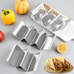 Porte-taco en acier inoxydable du Mexique, support de <span class=keywords><strong>plaque</strong></span>, forme ondulée, passe au lave-vaisselle, ensemble de 4 plateaux, support de cuisson pour taco, plateau de camion - Product Image 2