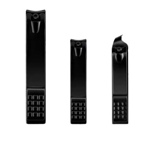 Stainless Steel Black Nail Clippers Double Arc Blade <b>Large</b> Small Size Manicure Set 3 Pc <b>Pack</b> - Product Image 5