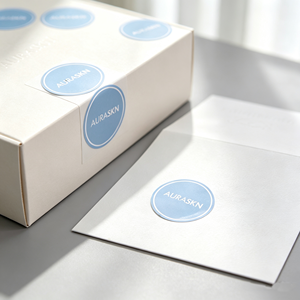 Autocollant rond bleu clair avec logo personnalisé, étiquette autocollante de marque pour boîte-cadeau cosmétique, décoration d'emballage de boutique - Product Image 1