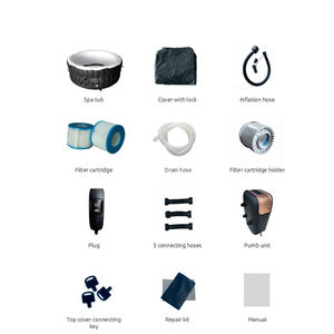 Jacuzzi <span class=keywords><strong>gonflable</strong></span> Portable pour l'extérieur, produit de Massage, <span class=keywords><strong>rond</strong></span>, pour 3 ou 4 personnes, avec 120 Jets d'air, couvercle, pompe, 2 filtres - Product Image 6