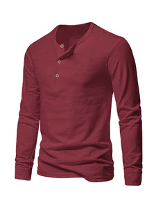 Camiseta Henley Casual para <span class=keywords><strong>Hombre</strong></span> 2026, Cuello Redondo, <span class=keywords><strong>Manga</strong></span> <span class=keywords><strong>Larga</strong></span>, Color Sólido, Malla Transpirable de Secado Rápido, Top Deportivo - Product Image 4
