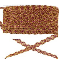Bordure en dentelle métallique tressée de 14 mm pour costumes de Noël, tissu doré pour la confection de robes de scène, couture textile, garnitures en cordon festonné