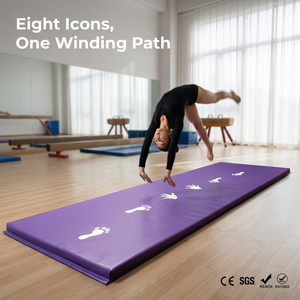 Tapis <span class=keywords><strong>de</strong></span> gymnastique violet Skillful Guide Mat avec marques <span class=keywords><strong>de</strong></span> départ imprimées sur la semelle, pochoir <span class=keywords><strong>de</strong></span> paume et marques <span class=keywords><strong>de</strong></span> pose au sol pour l'entraînement en salle <span class=keywords><strong>de</strong></span> sport - Product Image 1