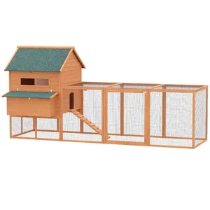 Chilochilo 136.5" Wooden Large Chicken Coop for8-10 Chickens Wholesale Outdoor Egg Laying Large Run Wooden breeding Chicken Coop