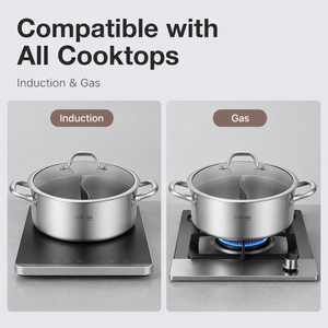 Stainless Steel <b>Soup</b> <b>Pot</b> With Glass Lid Double Handle Induction Compatible SUS 304 Minimalist Design - Product Image 3