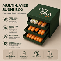 Boîte à sushi personnalisée en papier kraft brun, plateau alimentaire, boîte à dessert biodégradable, boîte bento pour sushi