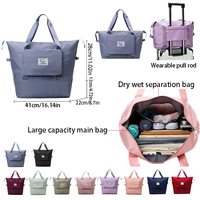 Sac à main extensible grande capacité avec poche de séparation sec/humide, léger, imperméable, portable, sac de voyage pour le week-end