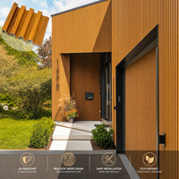 Panneaux muraux en aluminium cannelé, finition grain de bois, aspect bois, panneaux de bardage en aluminium pour la décoration murale extérieure