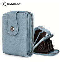 THUMBS-UP Dompet Kartu Pendek Anti RFID Motif Hewan Berbahan Logam dengan Banyak Slot Kartu