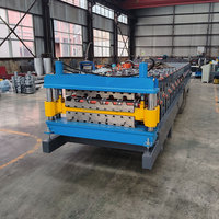 Machine de formage à froid de tôles métalliques à double couche, machine de fabrication de tuiles de toiture ondulées, contrôlée par PLC, moteur à engrenages, marque HKY