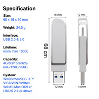 Clé USB rotative 2-en-1 Type-C en métal avec logo personnalisé, haute vitesse USB 3.0, pour ordinateur et téléphone – Offre Spéciale