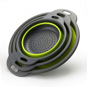 Juego de 3 coladores plegables de plástico para lavar frutas y verduras, filtro plegable de silicona para fregadero, cesta de drenaje para cocina - Product Image 1