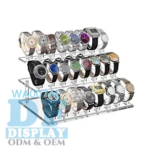 Horloges Van Acryl Display Horloge Display Stand 24 Sleuf Helder Zicht Polshorloge Display Houder Rack Tafelblad Show Stand Stand