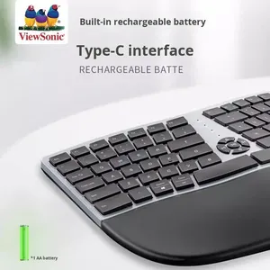 Viewsonic Dual-mode Ergonomic đa phương tiện Bàn phím backlit <span class=keywords><strong>Led</strong></span> máy tính xách tay/Máy tính để bàn máy chủ không dây cho bluetooth sạc - Product Image 4