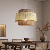 Lustre suspendu en rotin, luminaire de plafond bohème, lampe suspendue tressée, panier lumineux pour îlot de cuisine et chambre à coucher