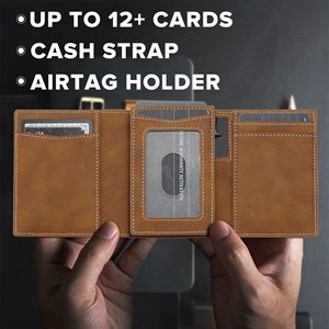 Thông minh airtag ví cho Nam Giới Slim Pop Up Thẻ Ví với airtag chủ RFID PU da trifold Mens Ví với tiền mặt dây đeo - Product Image 3
