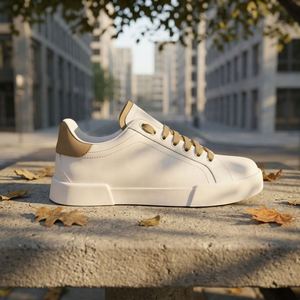 Chaussures de course blanches de luxe pour homme, respirantes, en maille, avec fermeture à lacets, tendance printemps-hiver, en cuir véritable - Product Image 2
