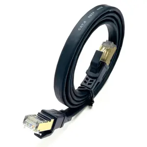 Cable Ethernet Cat 8 de alta velocidad, Cable de red de Internet plano blindado de alta resistencia, 26AWG, 40Gbps, 2000Mhz