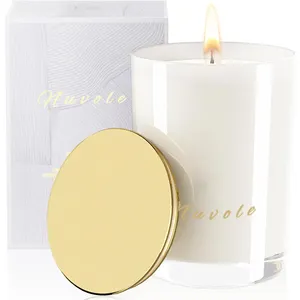 Wholesale White Aromatic Candle Home Fragrance 10OZ Natural Soy Wax Scented Candle With Paper Box Metal Lid