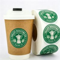 Étiquette autocollante imperméable avec logo personnalisé, adaptée aux cafés, boulangeries et fleuristes