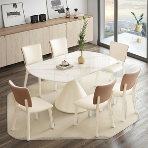 Kem-phong cách Slate bàn ăn ghế thiết lập màu trắng hiện đại vòng 4 chỗ ngồi có thể gập lại mở rộng KHÁCH SẠN CĂN HỘ bàn ăn - Product Image 5