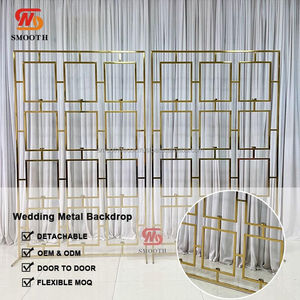 SMOOTH Geometric <b>Rectangular</b> Wedding Backdrop <b>Gold</b> Stainless Steel 150*240cm <b>Mirror</b> Design for Events Parties - Product Image 2