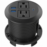 Stopkontak Tersembunyi di Meja dari Aluminium Alloy dengan 2 Outlet AC, 2 USB-A, 1 Type-C, Soket Ekstensi Terpasang Rata untuk Rumah dan Rumah Sakit